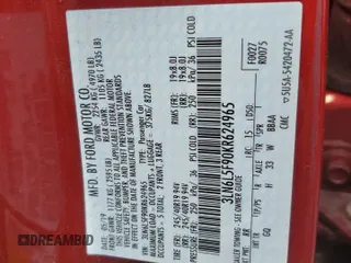 2019 Lincoln MKZ Reserve II z VIN 3LN6L5F90KR624965, wystawiony jako Copart lot #58148265 z przebiegiem 85 165 mil mil oraz Szkoda całkowita • Salvage title. Historia ofert i sprzedaży dostępna na DreamBid. Obrazek 12.