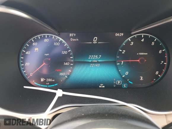 2020 Mercedes-Benz C 300 with VIN WDDWK8DB8LF934719, listed as a Copart auction lot 52760224 with 22,143 mi miles and Salvage Title. Bid and sale history available at DreamBid. Image 9.