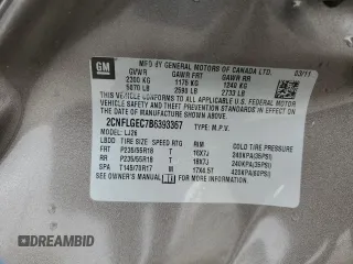 2011 Chevrolet Equinox LTZ with VIN 2CNFLGEC7B6393367, listed as a Copart auction lot 51326165 with 68,659 mi miles and Salvage Title. Bid and sale history available at DreamBid. Image 13.