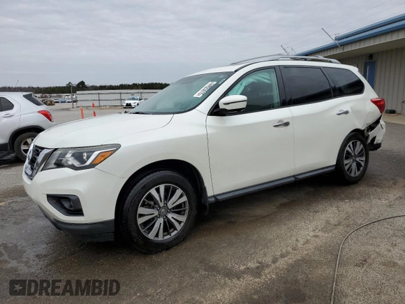 2017 Nissan Pathfinder SV z VIN 5N1DR2MN0HC606932, wystawiony jako Copart lot #44925615 z przebiegiem 127 566 mil mil oraz Szkody całkowita. Historia ofert i sprzedaży dostępna na DreamBid. Obrazek 1.