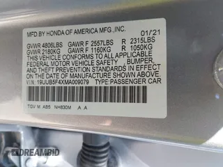 2021 Acura TLX Technology with VIN 19UUB5F4XMA009079, listed as a IAAI auction lot 42055352 with 67,765 mi miles and . Bid and sale history available at DreamBid. Image 9.