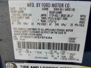 2014 Ford F-150 XL with VIN 1FTEW1CM7EFB74354, listed as a Copart auction lot 43345405 with 119,357 mi miles and Non Repairable. Bid and sale history available at carsss.com. Image 12.