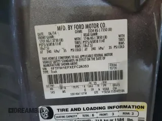 2014 Ford F-150 XL с VIN 1FTFW1EFXEFC26353, выставлен на аукционе Copart как лот 41631794 с пробегом 144 703 миль миль и Списание • Salvage title. История ставок и продаж доступна на DreamBid. Изображение 12.