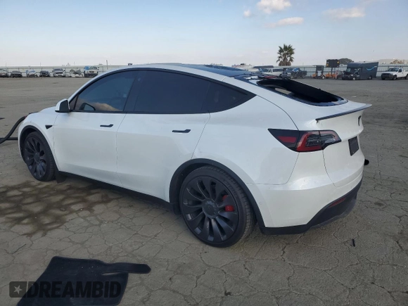 2022 Tesla Model Y Performance with VIN 7SAYGDEF1NF342071, listed as a Copart auction lot 43084905 with 30,534 mi miles and Salvage Title. Bid and sale history available at DreamBid. Image 2.