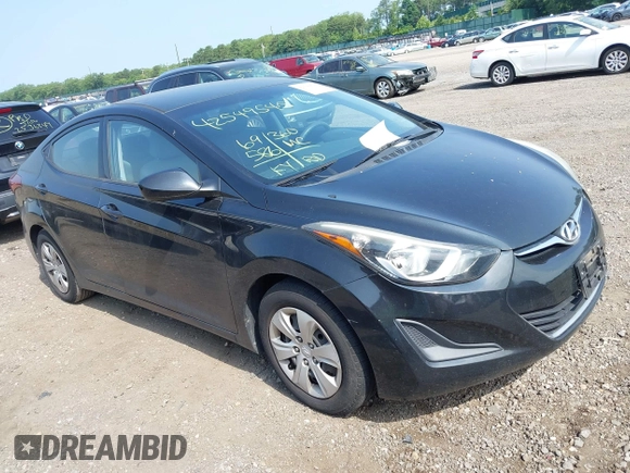 2016 Hyundai Elantra SE with VIN 5NPDH4AE8GH762081, listed as a IAAI auction lot 42549545 with 69,586 mi miles and . Bid and sale history available at DreamBid. Image 1.