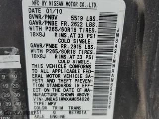 2010 Infiniti FX35 with VIN JN8AS1MWXAM854026, listed as a Copart auction lot 69025364 with 0 mi miles and Salvage Title. Bid and sale history available at carsss.com. Image 13.