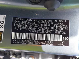 2020 Toyota Corolla LE with VIN JTDEPRAE1LJ058438, listed as a IAAI auction lot 42091884 with 17,788 mi miles and . Bid and sale history available at DreamBid. Image 9.