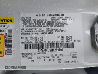 2017 Ford Fusion SE с VIN 3FA6P0H72HR219101, выставлен на аукционе IAAI как лот 42640322 с пробегом 50 396 миль миль и . История ставок и продаж доступна на DreamBid. Изображение 9.