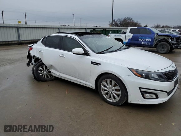 2015 Kia Optima EX with VIN 5XXGN4A7XFG432508, listed as a Copart auction lot 45764675 with Not Provided miles and Salvage Title. Bid and sale history available at DreamBid. Image 4.
