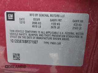2011 Chevrolet Malibu LTZ with VIN 1G1ZE5E7XBF271927, listed as a IAAI auction lot 41739177 with 109,490 mi miles and . Bid and sale history available at DreamBid. Image 9.