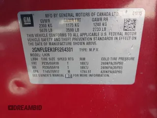 2015 Chevrolet Equinox LT with VIN 2GNFLGEK0F6264301, listed as a IAAI auction lot 41723159 with 99,247 mi miles. Bid and sale history available at carsss.com. Image 9.