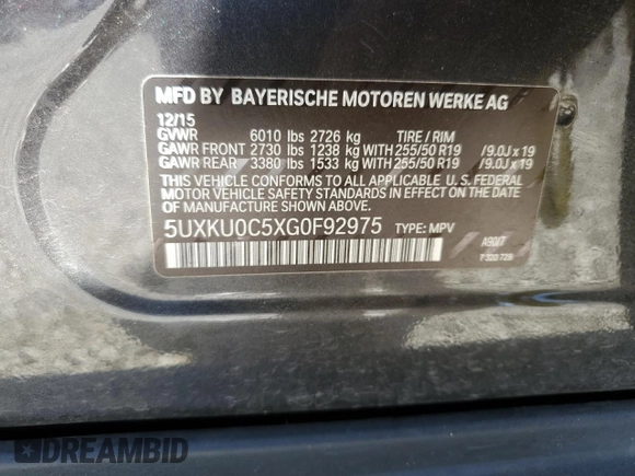 2016 BMW X6 sDrive35i with VIN 5UXKU0C5XG0F92975, listed as a Copart auction lot 74890804 with 64,231 mi miles and Salvage Title. Bid and sale history available at carsss.com. Image 16.