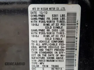 2013 Infiniti FX with VIN JN8CS1MU8DM141623, listed as a Copart auction lot 62533145 with 160,602 mi miles and Salvage title. Bid and sale history available at DreamBid. Image 13.