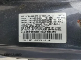 2014 Honda Odyssey EX-L with VIN 5FNRL5H68EB115720, listed as a Copart auction lot 62910725 with 132,254 mi miles and Clean title. Bid and sale history available at DreamBid. Image 13.