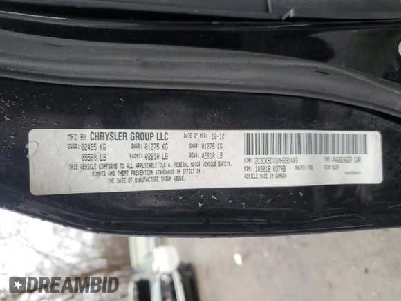 2010 Chrysler 300 Touring with VIN 2C3CK5CV2AH331403, listed as a Copart auction lot 43936035 with 167,596 mi miles and Salvage Title. Bid and sale history available at carsss.com. Image 13.
