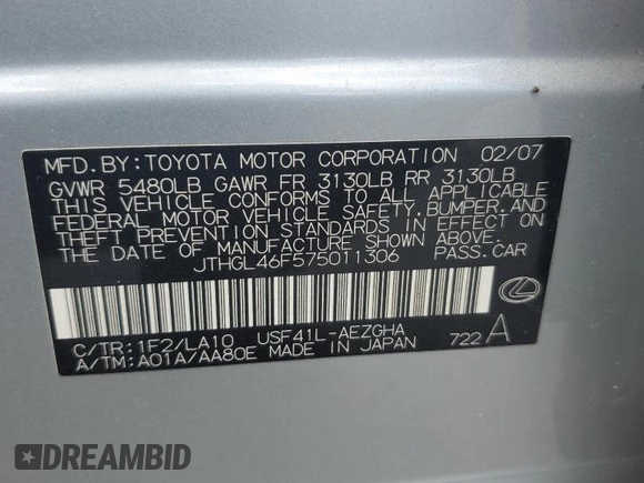 2007 Lexus LS 460 L z VIN JTHGL46F575011306, wystawiony jako Copart lot #53379905 z przebiegiem 191 689 mil mil oraz Szkoda całkowita • Salvage title. Historia ofert i sprzedaży dostępna na DreamBid. Obrazek 12.