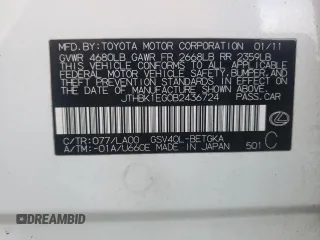 2011 Lexus ES 330 with VIN JTHBK1EG0B2436724, listed as a Copart auction lot 54548525 with 142,567 mi miles and Salvage Title. Bid and sale history available at DreamBid. Image 12.