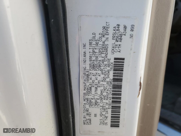 2004 Toyota Tundra Ltd with VIN 5TBDT48124S435062, listed as a Copart auction lot 88649815 with 178,908 mi miles and Salvage Title. Bid and sale history available at carsss.com. Image 12.