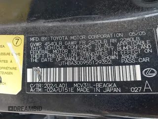 2005 Lexus ES 350 with VIN JTHBA30G955129352, listed as a IAAI auction lot 42677936 with 230,878 mi miles and . Bid and sale history available at DreamBid. Image 9.
