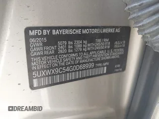 2016 BMW X3 xDrive28i with VIN 5UXWX9C54G0D68999, listed as a IAAI auction lot 42086122 with 107,697 mi miles and . Bid and sale history available at DreamBid. Image 9.