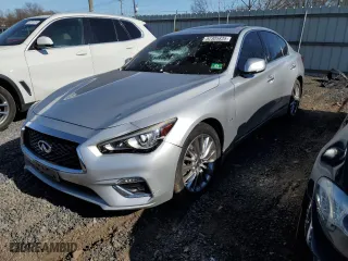 2018 Infiniti Q50 3.0t LUXE with VIN JN1EV7ARXJM431844, listed as a Copart auction lot 52305835 with 50,741 mi miles and Salvage Title. Bid and sale history available at carsss.com. Image 1.