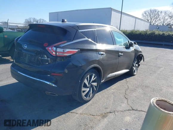 2017 Nissan Murano Platinum z VIN 5N1AZ2MG1HN184632, wystawiony jako IAAI lot #41643809 z przebiegiem 133 966 mil mil oraz . Historia ofert i sprzedaży dostępna na DreamBid. Obrazek 4.