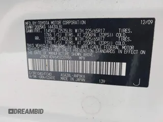 2010 Toyota RAV4 with VIN JTMZF4DV6A5020986, listed as a IAAI auction lot 42739485 with 209,580 mi miles and . Bid and sale history available at DreamBid. Image 9.