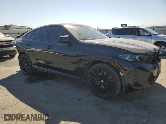 2024 BMW X6 M60i with VIN 5UX43EX04R9S22513, listed as a Copart auction lot 74380844 with 255 mi miles and Salvage Title. Bid and sale history available at carsss.com. Image 4.