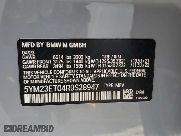 2024 BMW X6 M with VIN 5YM23ET04R9S28947, listed as a Copart auction lot 77666914 with 21,814 mi miles and Non Repairable. Bid and sale history available at carsss.com. Image 14.