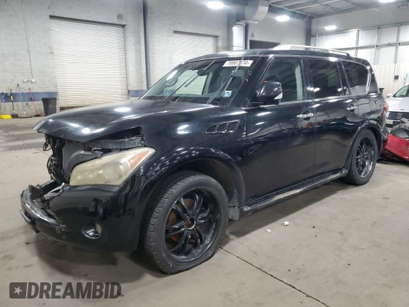 2011 Infiniti QX56 7-passenger with VIN JN8AZ2NE4B9000970, listed as a Copart auction lot 79907174 with 215,410 mi miles and Salvage Title. Bid and sale history available at carsss.com. Image 1.
