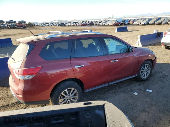 2013 Nissan Pathfinder S with VIN 5N1AR2MM4DC622636, listed as a Copart auction lot 83571654 with 163,700 mi miles and Salvage Title. Bid and sale history available at carsss.com. Image 3.