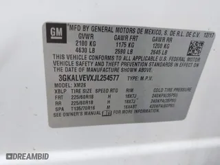 2018 GMC Terrain SLT with VIN 3GKALVEVXJL254577, listed as a IAAI auction lot 41536012 with 133,001 mi miles. Bid and sale history available at carsss.com. Image 9.
