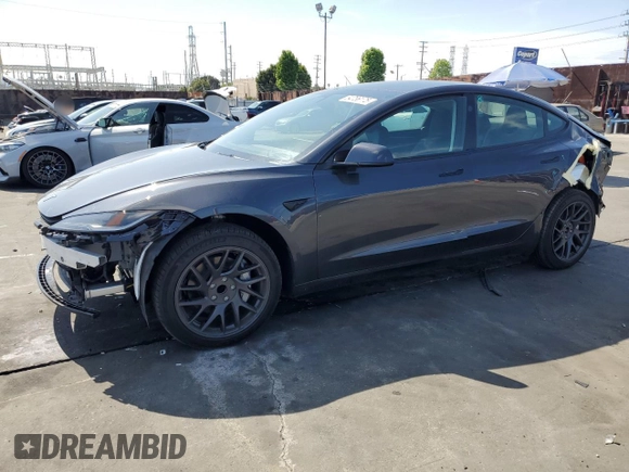 2025 Tesla Model 3 Long Range with VIN 5YJ3E1EA6SF908074, listed as a Copart auction lot 54786175 with 3,998 mi miles and Salvage title. Bid and sale history available at DreamBid. Image 1.