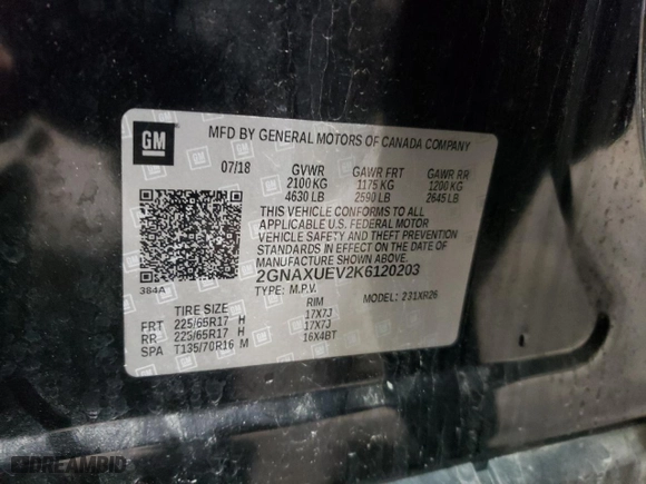2019 Chevrolet Equinox LT with VIN 2GNAXUEV2K6120203, listed as a Copart auction lot 85781004 with 90,122 mi miles and Salvage Title. Bid and sale history available at carsss.com. Image 13.