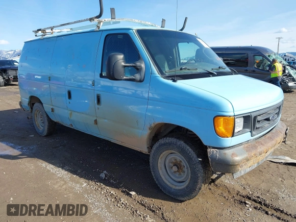 2007 Ford Econoline Cargo Commercial with VIN 1FTNE14W07DB41164, listed as a IAAI auction lot 41566579 with 206,127 mi miles and . Bid and sale history available at DreamBid. Image 1.