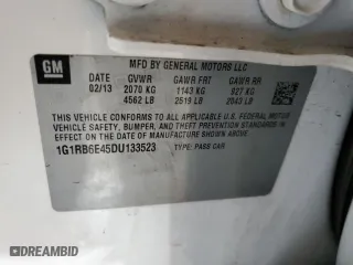 2013 Chevrolet Volt with VIN 1G1RB6E45DU133523, listed as a Copart auction lot 48653675 with 96,204 mi miles and Salvage Title. Bid and sale history available at carsss.com. Image 15.