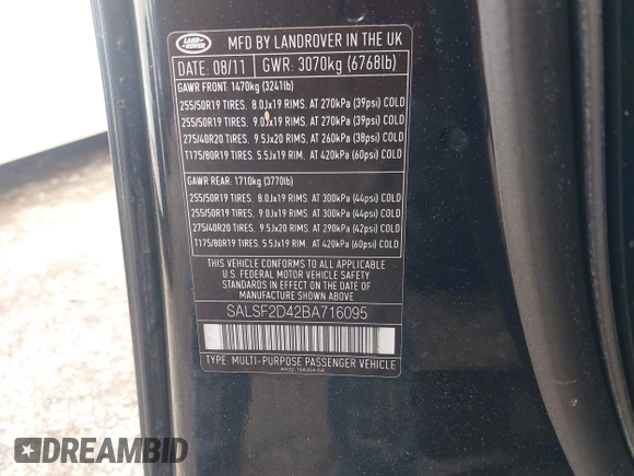 2011 Land Rover Range Rover Sport HSE с VIN SALSF2D42BA716095, выставлен на аукционе IAAI как лот 42331351 с пробегом 115 126 миль миль и . История ставок и продаж доступна на DreamBid. Изображение 9.
