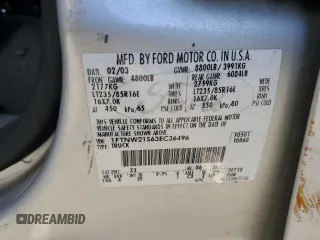 2003 Ford F-250 XL with VIN 1FTNW21S63EC36496, listed as a Copart auction lot 88551695 with 256,668 mi miles and Salvage title. Bid and sale history available at DreamBid. Image 14.