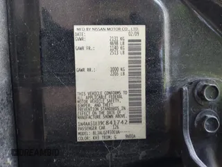 2009 Nissan Maxima SV with VIN 1N4AA51E39C841742, listed as a IAAI auction lot 41964426 with 165,199 mi miles and . Bid and sale history available at DreamBid. Image 9.