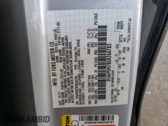 2016 Ford Fusion SE with VIN 3FA6P0H78GR260783, listed as a Copart auction lot 55681815 with 241,716 mi miles and Salvage title. Bid and sale history available at DreamBid. Image 12.
