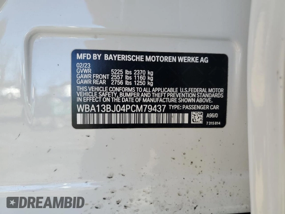 2023 BMW 5 Series 530i xDrive z VIN WBA13BJ04PCM79437, wystawiony jako Copart lot #46671715 z przebiegiem Nie podano mil oraz Szkoda całkowita • Salvage title. Historia ofert i sprzedaży dostępna na DreamBid. Obrazek 14.