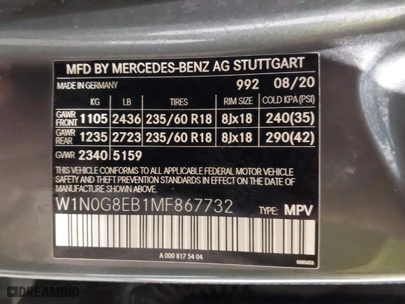 2021 Mercedes-Benz GLC with VIN W1N0G8EB1MF867732, listed as a IAAI auction lot 41409037 with 77,279 mi miles. Bid and sale history available at carsss.com. Image 9.