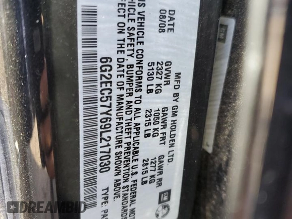 2009 Pontiac G8 GT with VIN 6G2EC57Y69L217030, listed as a Copart auction lot 73209184 with 181,649 mi miles and Salvage Title. Bid and sale history available at carsss.com. Image 13.