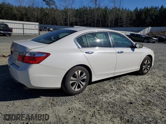 2015 Honda Accord Sedan LX with VIN 1HGCR2F30FA182450, listed as a Copart auction lot 46618085 with 143,876 mi miles and Salvage Title. Bid and sale history available at carsss.com. Image 3.