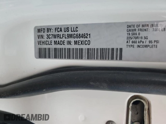 2021 Ram 4500 SLT z VIN 3C7WRLFL9MG684621, wystawiony jako Copart lot #74635224 z przebiegiem 71 100 mil mil oraz Szkoda całkowita • Salvage title. Historia ofert i sprzedaży dostępna na DreamBid. Obrazek 13.