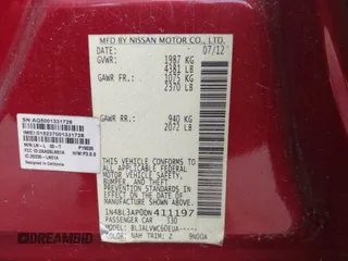 2013 Nissan Altima SV with VIN 1N4BL3AP0DN411197, listed as a IAAI auction lot 41937284 with Not Provided miles and . Bid and sale history available at DreamBid. Image 9.