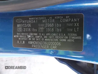 2006 Hyundai Elantra GLS z VIN KMHDN56D36U200006, wystawiony jako IAAI lot #42429126 z przebiegiem 114 869 mil mil oraz . Historia ofert i sprzedaży dostępna na DreamBid. Obrazek 9.