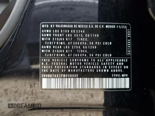 2023 Volkswagen Tiguan S z VIN 3VVRB7AX2PM038005, wystawiony jako Copart lot #43600715 z przebiegiem 23 498 mil mil oraz Szkoda całkowita • Salvage title. Historia ofert i sprzedaży dostępna na DreamBid. Obrazek 13.