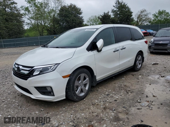2020 Honda Odyssey EX-L with VIN 5FNRL6H76LB064052, listed as a Copart auction lot 53358455 with 58,167 mi miles and Salvage Title. Bid and sale history available at carsss.com. Image 1.