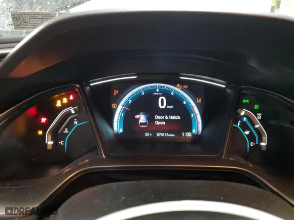 2019 Honda Civic Hatchback EX with VIN SHHFK7H68KU422364, listed as a Copart auction lot 46881855 with 74,116 mi miles and Salvage Title. Bid and sale history available at carsss.com. Image 9.